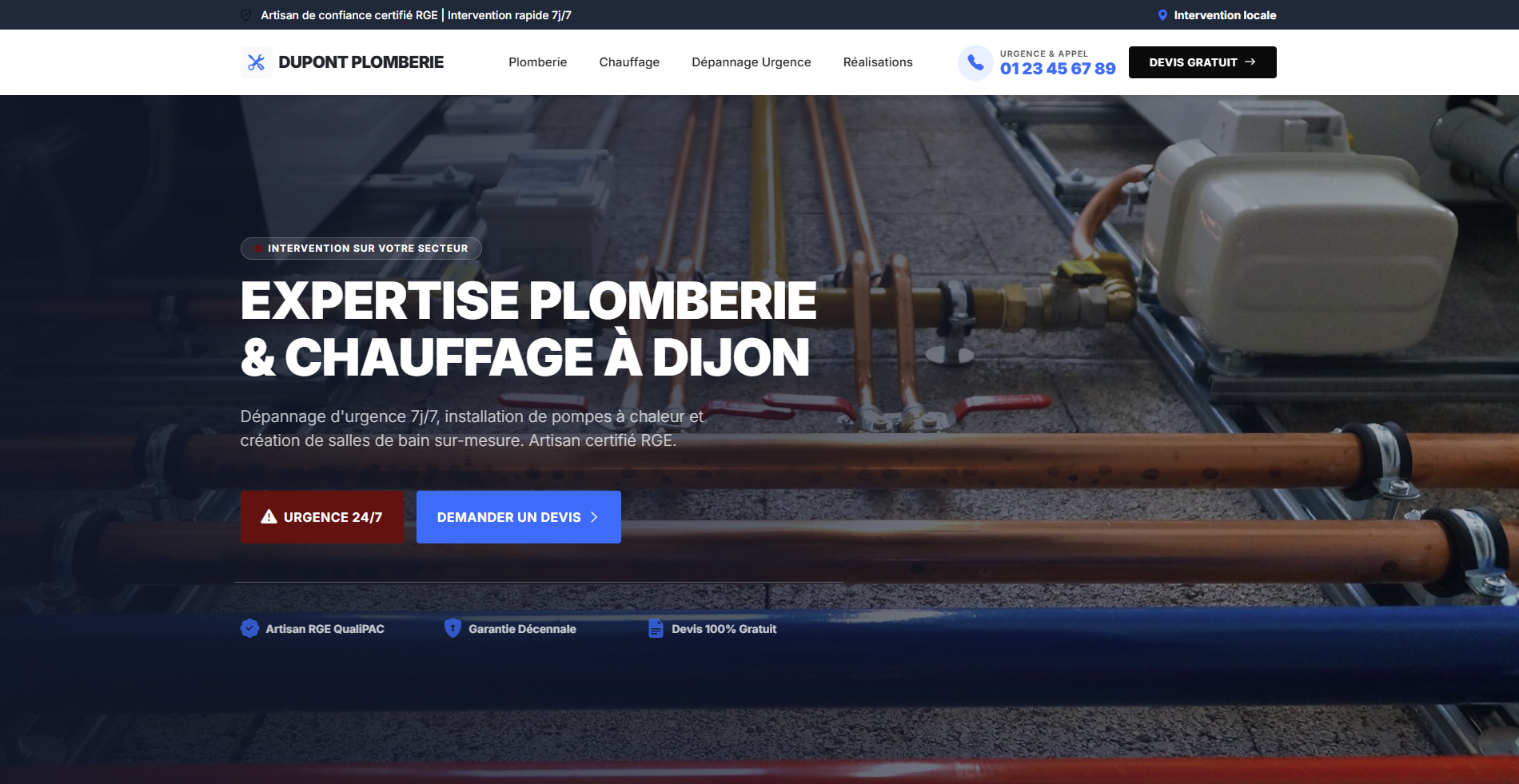 Aperçu du site : plombier-chauffagiste